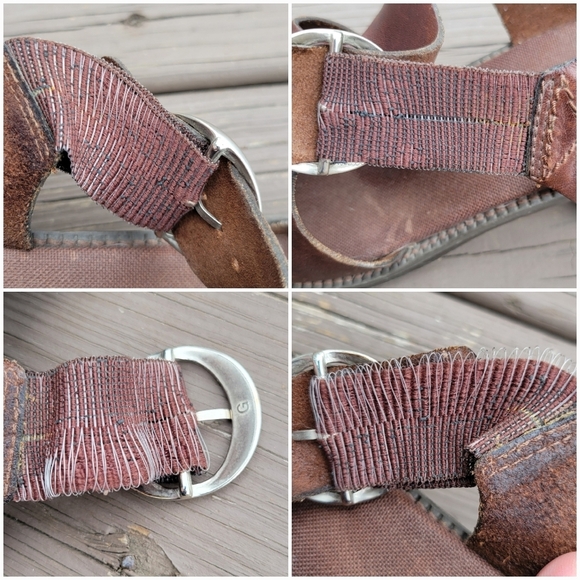 Vintage 90s y2k Bratz Brown Leather Chunky Heel Square Toe T Strap Sandals 8.5 - Picture 5 of 6